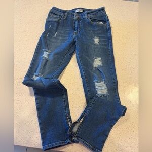 Legend London Men Jeans 28x30 Blue Distressed w Zippers at bottom